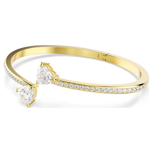 Mesmera bangle, Heart, White, Gold-tone plated