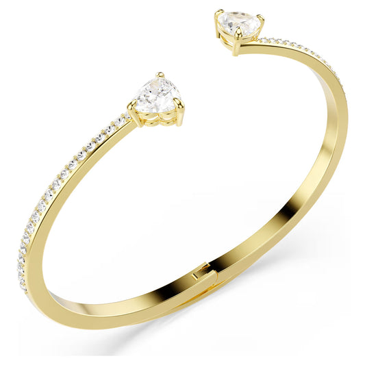 Mesmera bangle, Heart, White, Gold-tone plated