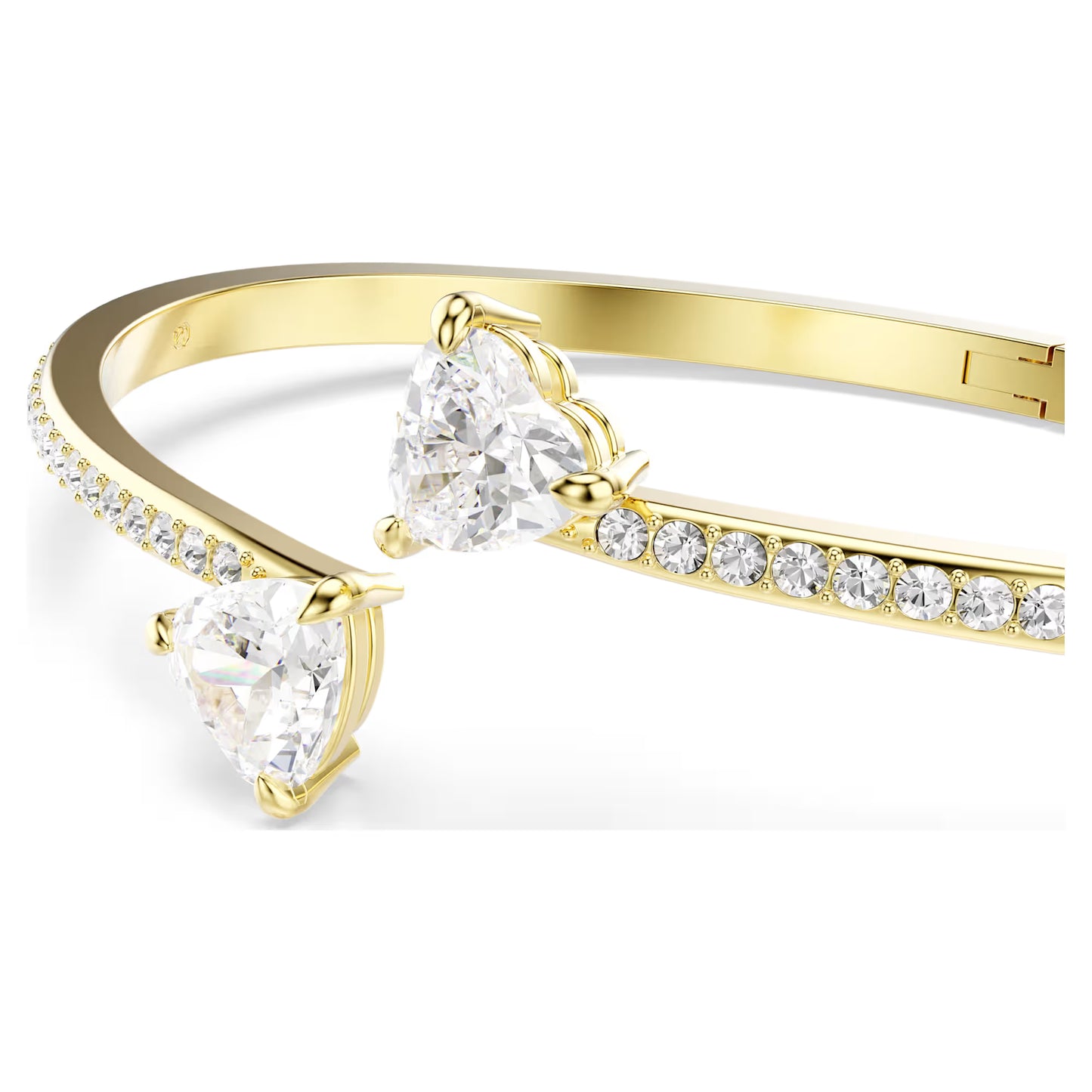Mesmera bangle, Heart, White, Gold-tone plated