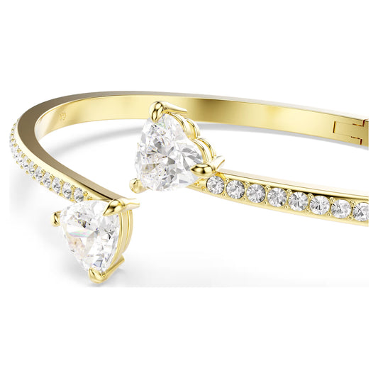 Mesmera bangle, Heart, White, Gold-tone plated