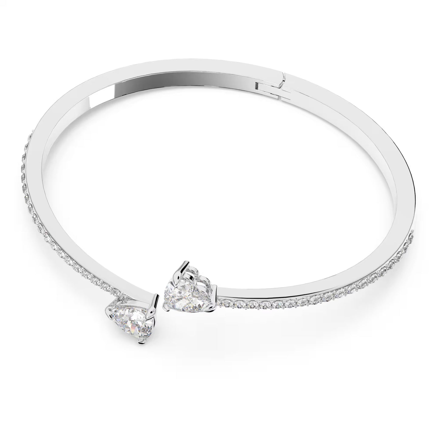 Mesmera bangle, Heart, White, Rhodium plated