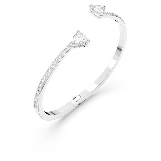 Mesmera bangle, Heart, White, Rhodium plated