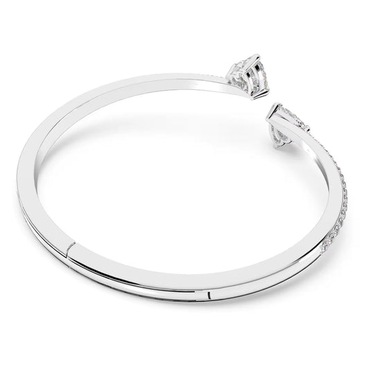 Mesmera bangle, Heart, White, Rhodium plated