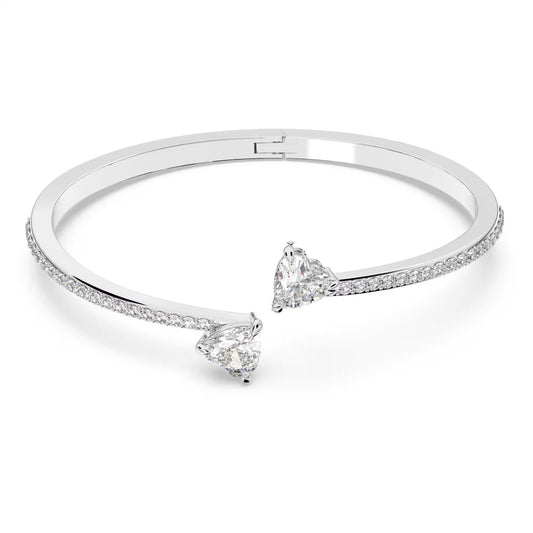 Attract Soul Heart Bangle, White, Rhodium plated S