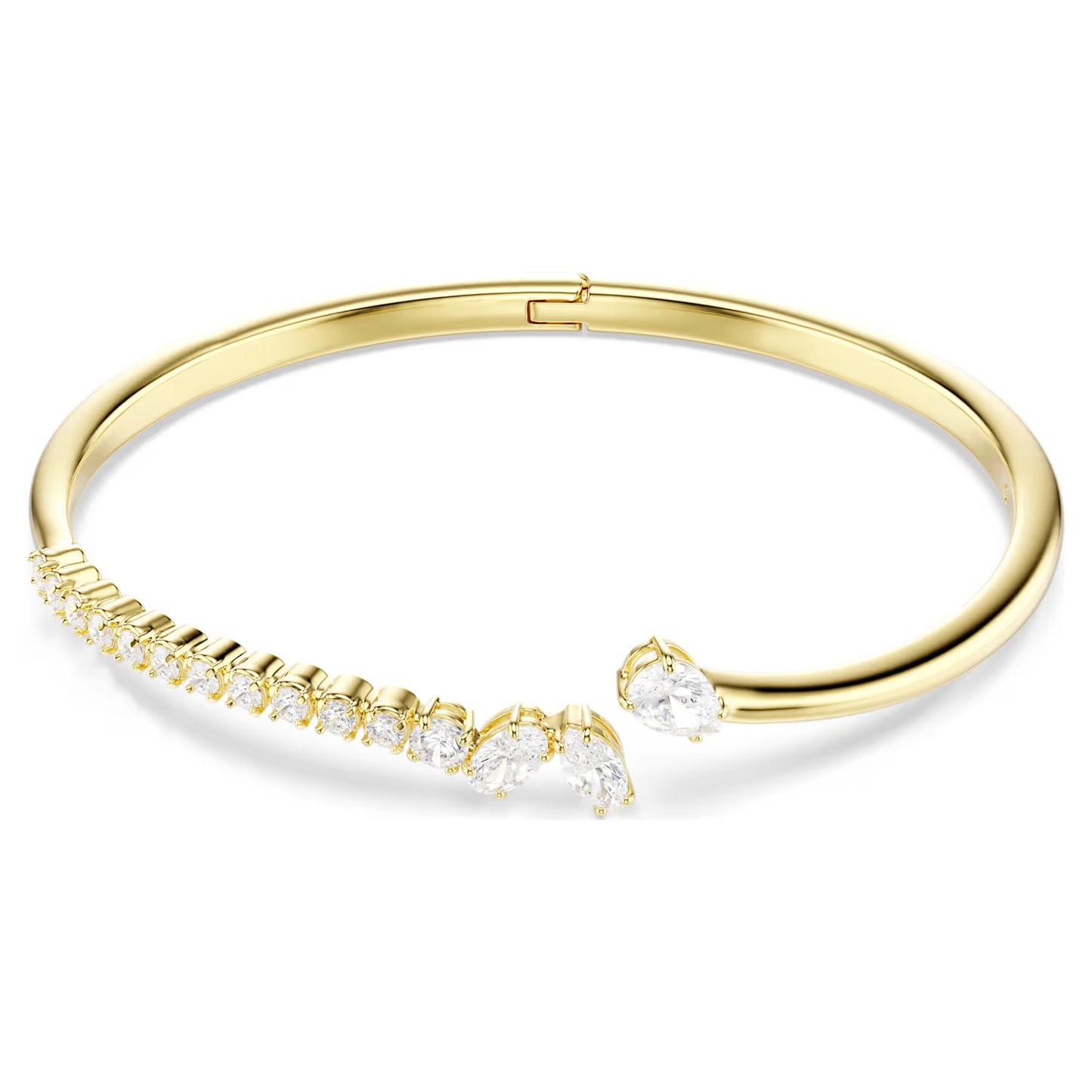 Mesmera bangle, Mixed cuts, White, 18K gold finish