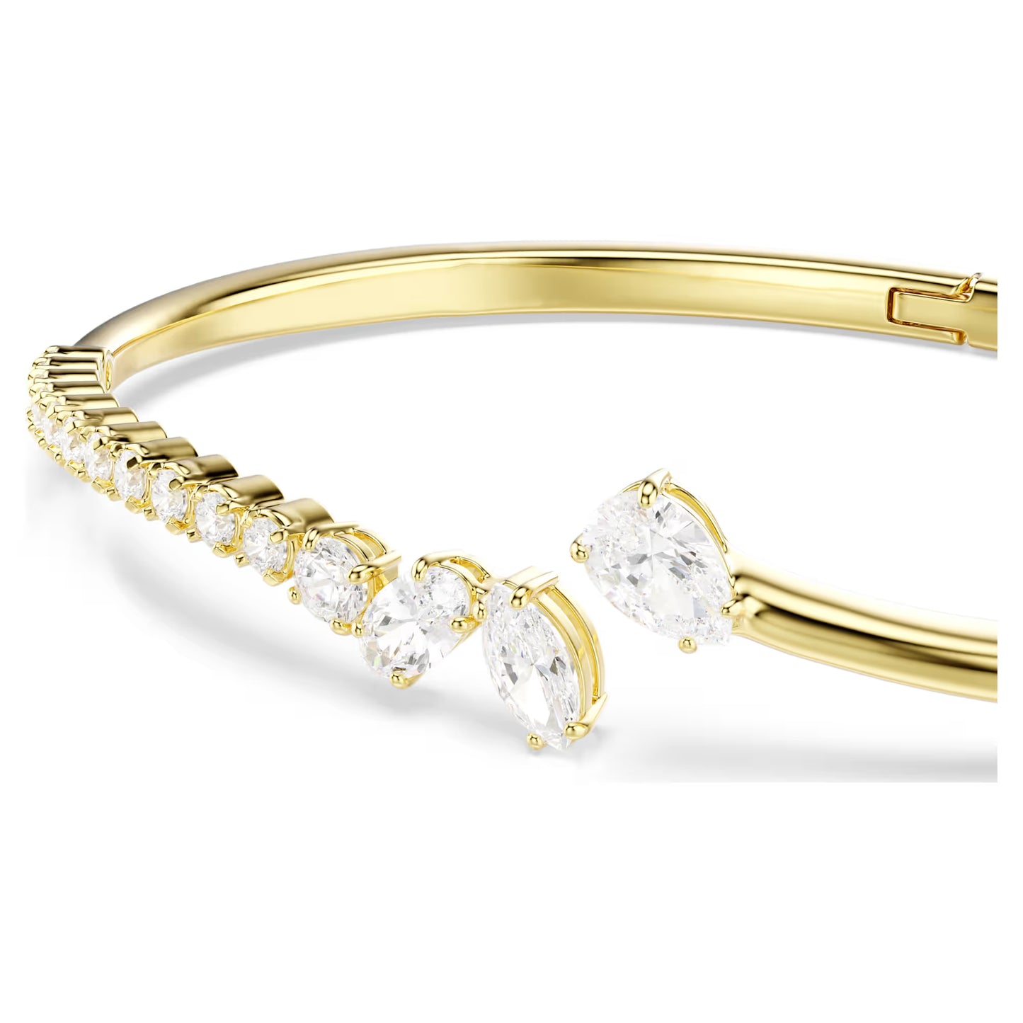 Mesmera bangle, Mixed cuts, White, 18K gold finish