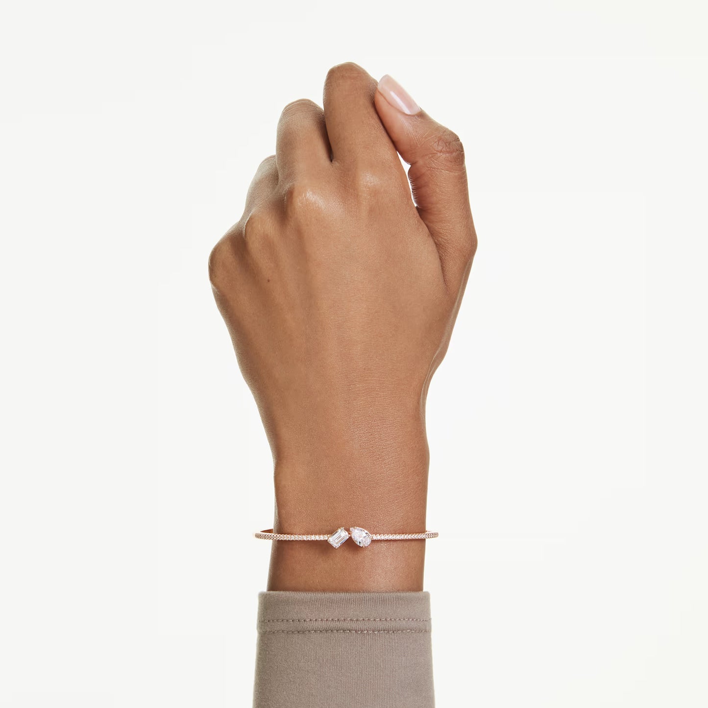 Mesmera bangle, Mixed cuts, White, Rose gold-tone plated