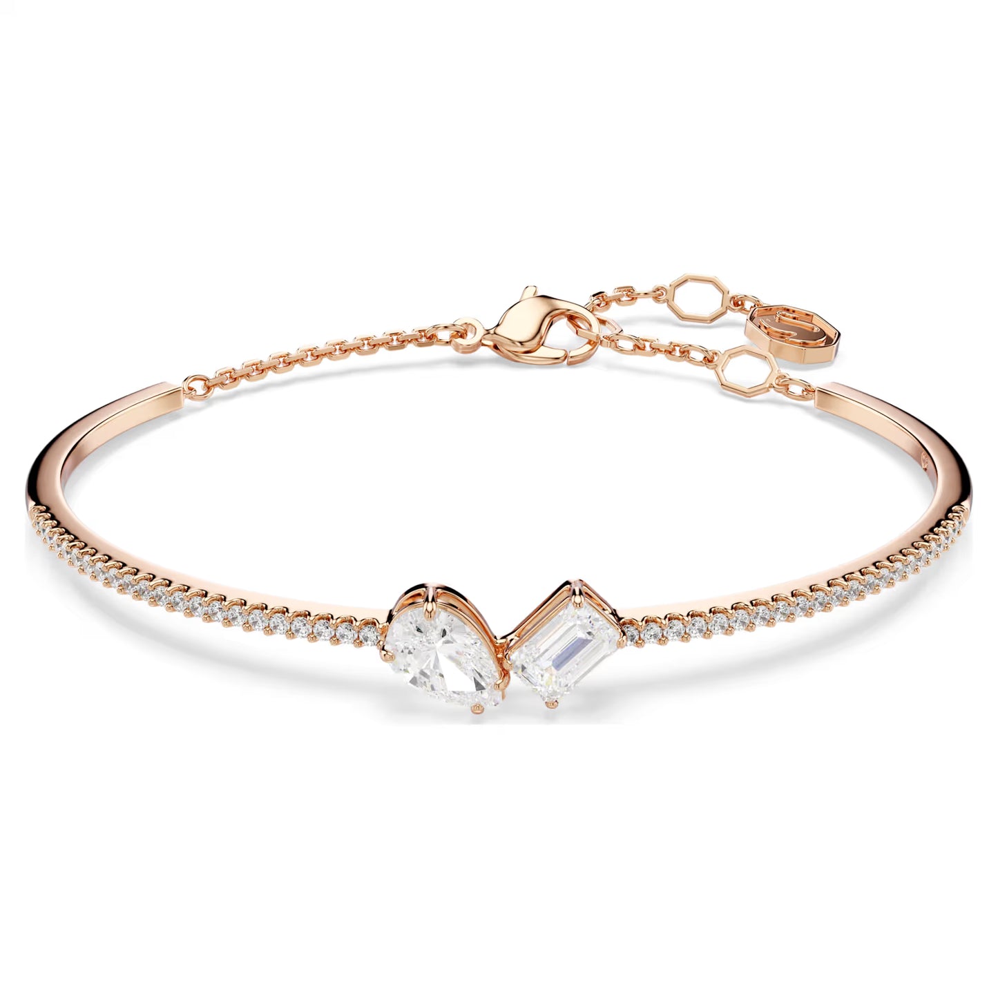 Mesmera bangle, Mixed cuts, White, Rose gold-tone plated