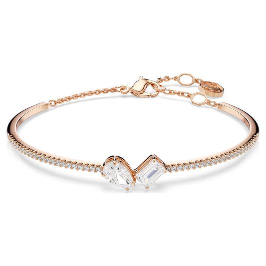 Mesmera bangle, Mixed cuts, White, Rose gold-tone plated