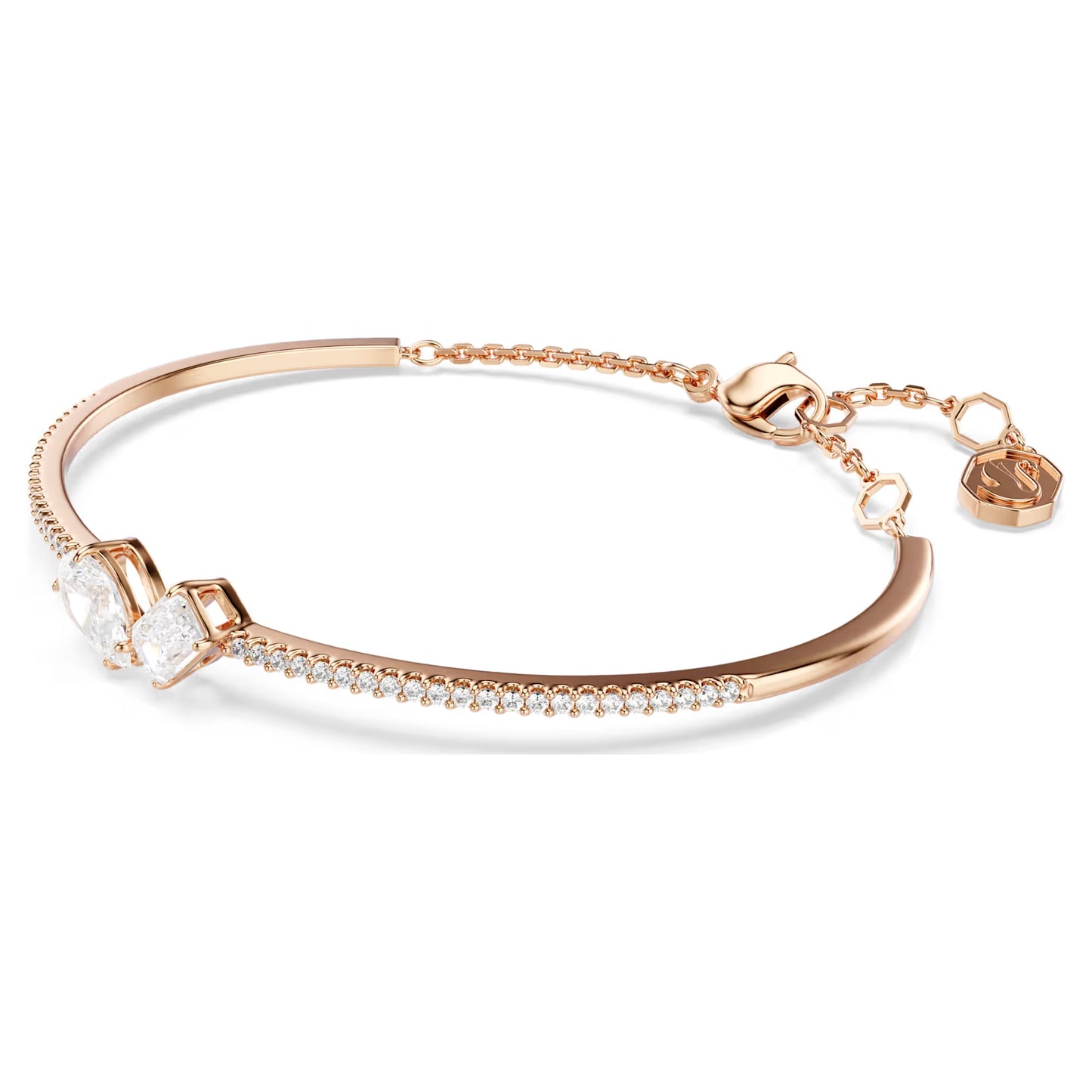 Mesmera bangle, Mixed cuts, White, Rose gold-tone plated