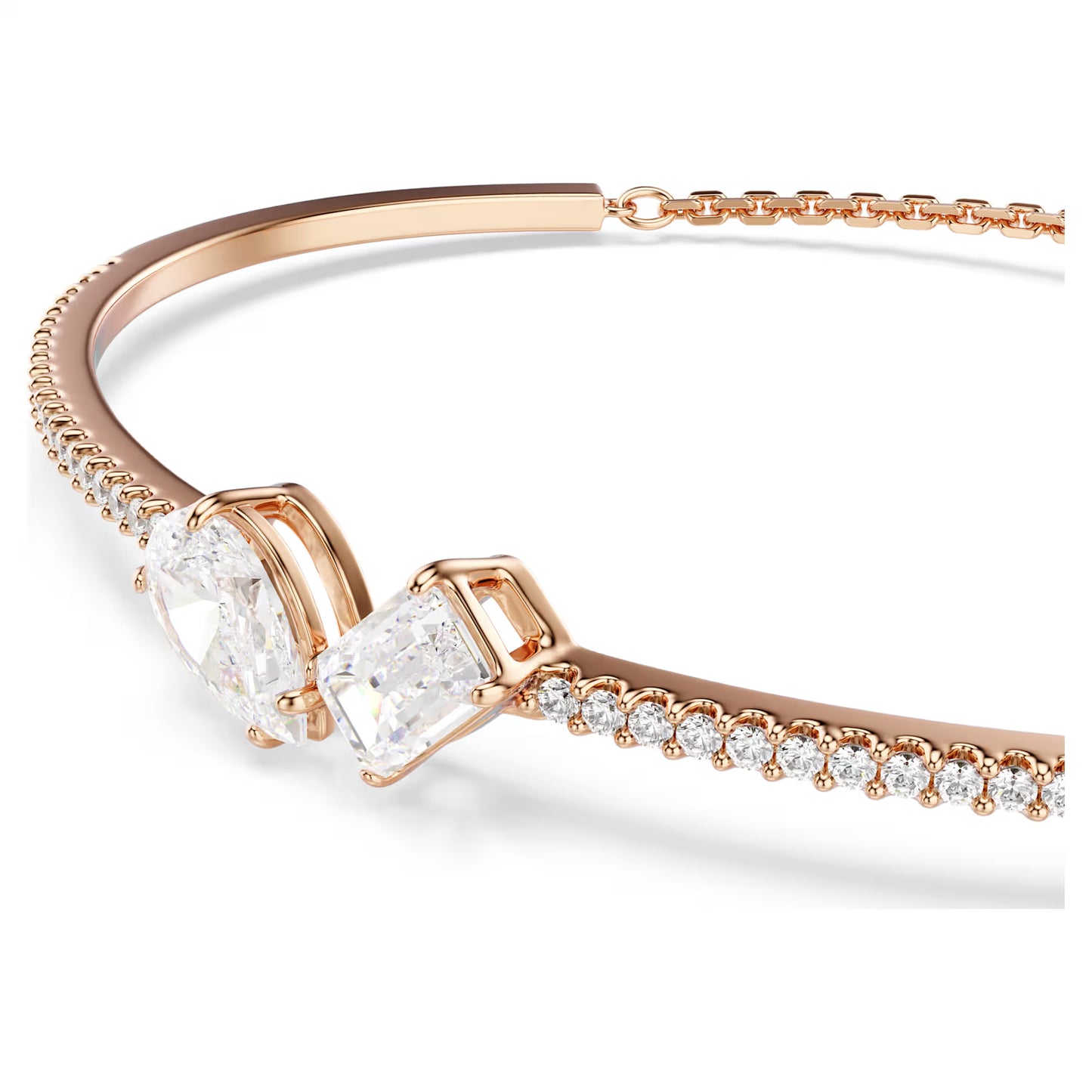 Mesmera bangle, Mixed cuts, White, Rose gold-tone plated