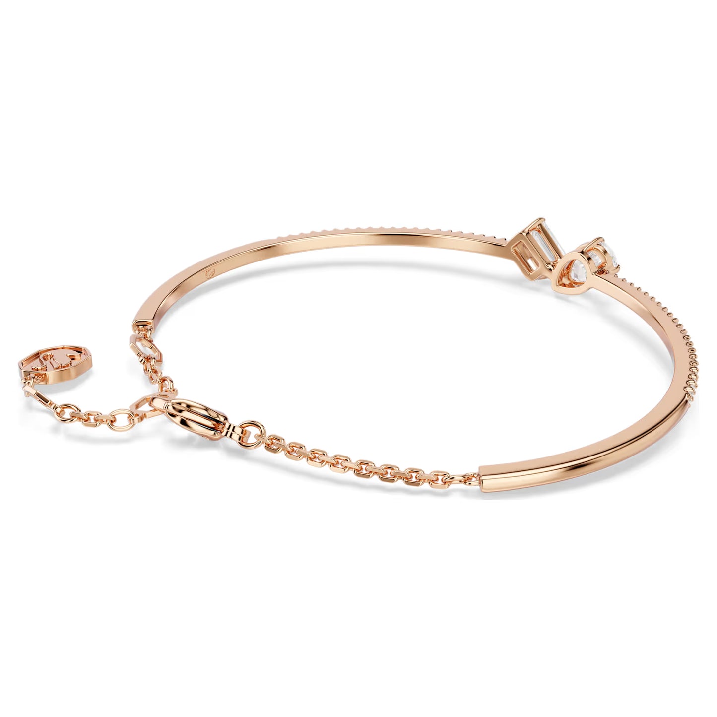 Mesmera bangle, Mixed cuts, White, Rose gold-tone plated