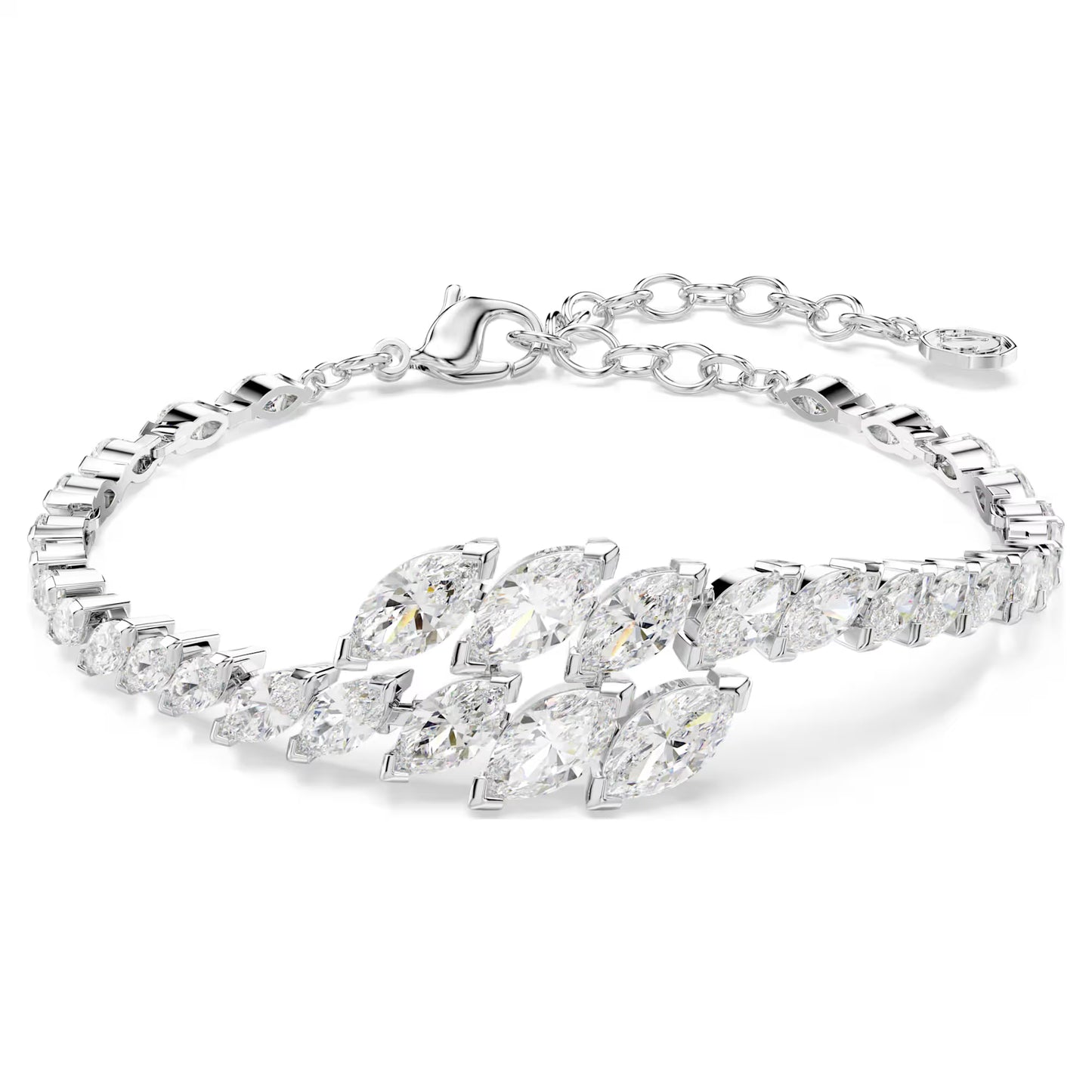 Mesmera bracelet, Marquise cut, White, Rhodium plated