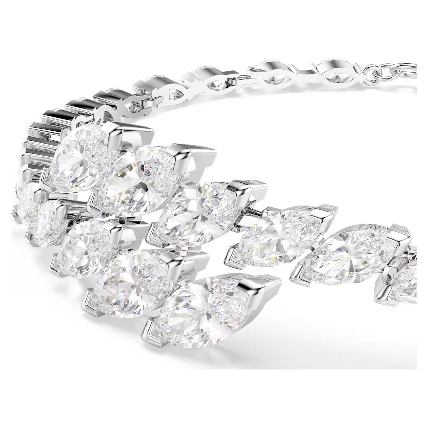 Mesmera bracelet, Marquise cut, White, Rhodium plated