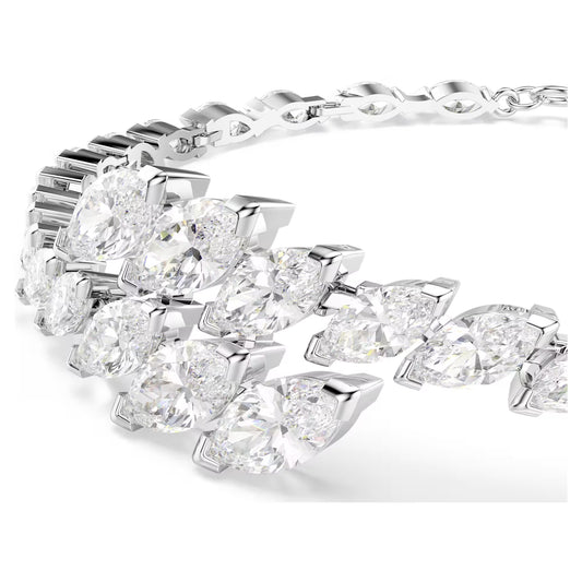 Mesmera bracelet, Marquise cut, White, Rhodium plated