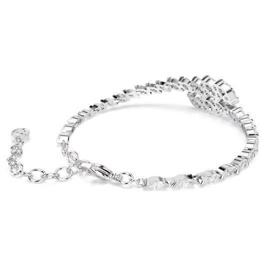 Mesmera bracelet, Marquise cut, White, Rhodium plated