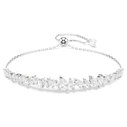 Mesmera bracelet, Marquise cut, White, Rhodium plated