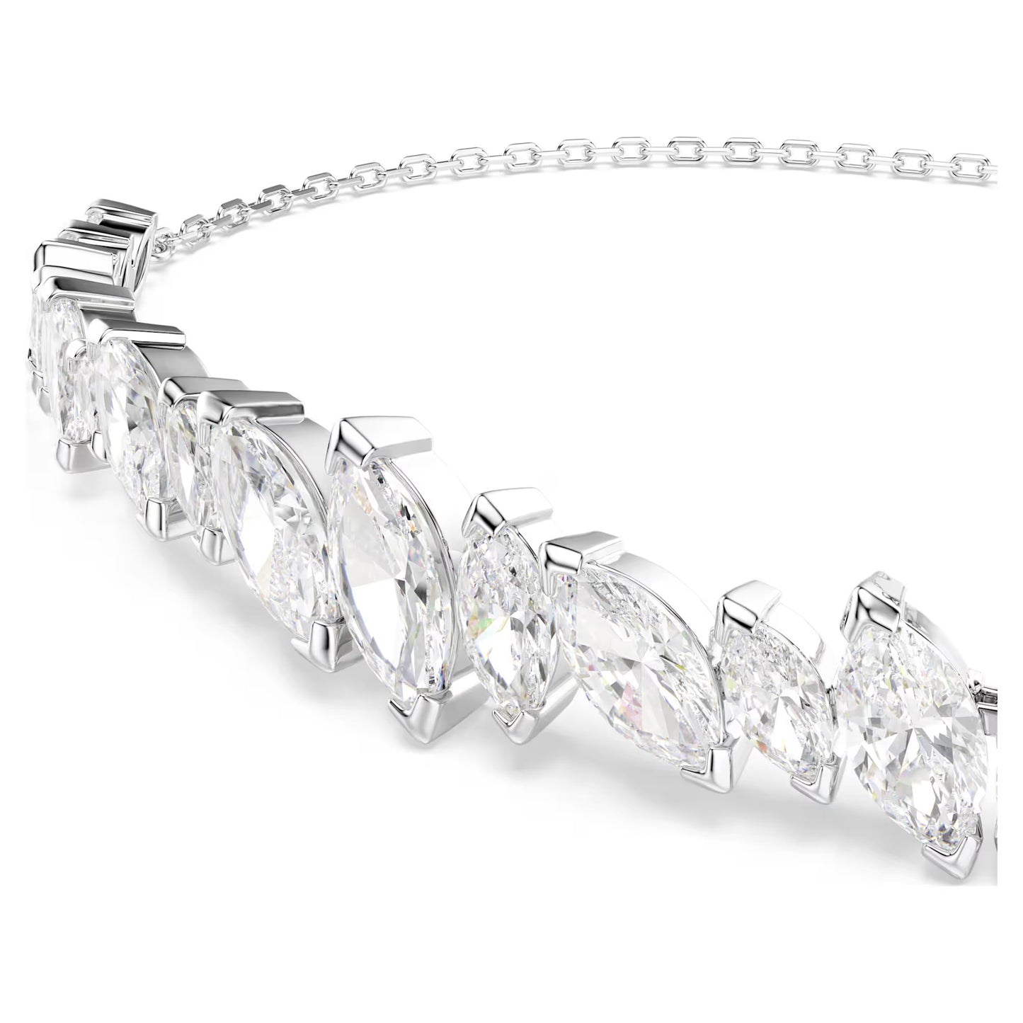 Mesmera bracelet, Marquise cut, White, Rhodium plated