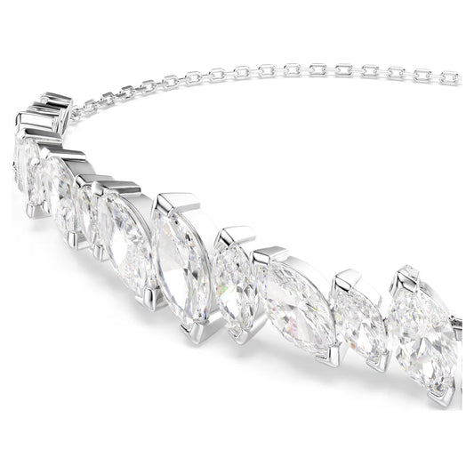 Mesmera bracelet, Marquise cut, White, Rhodium plated