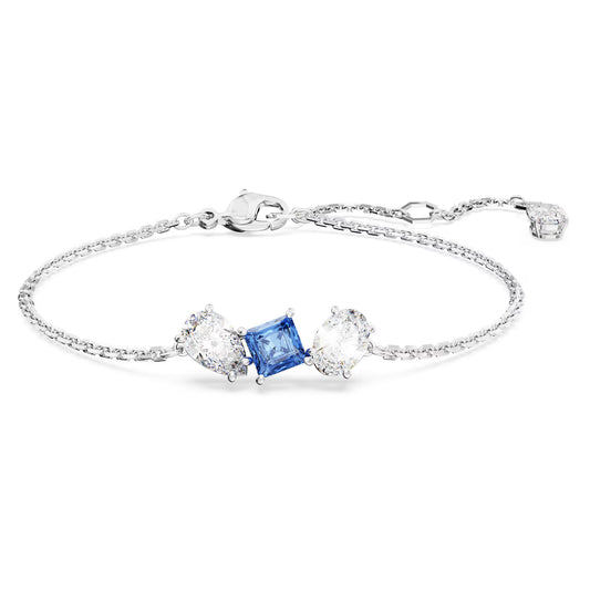 Mesmera bracelet, Mixed cuts, Blue, Rhodium, M