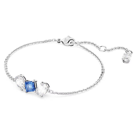 Mesmera bracelet, Mixed cuts, Blue, Rhodium, M