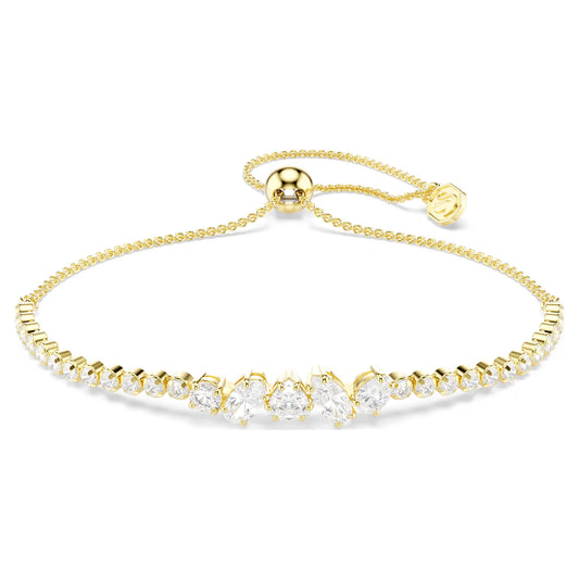 Mesmera bracelet Mixed cuts, White, 18K gold finish