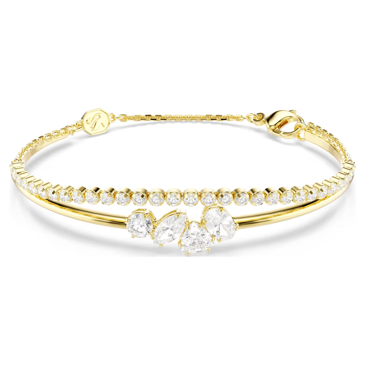 Mesmera bracelet Mixed cuts, White, 18K gold finish