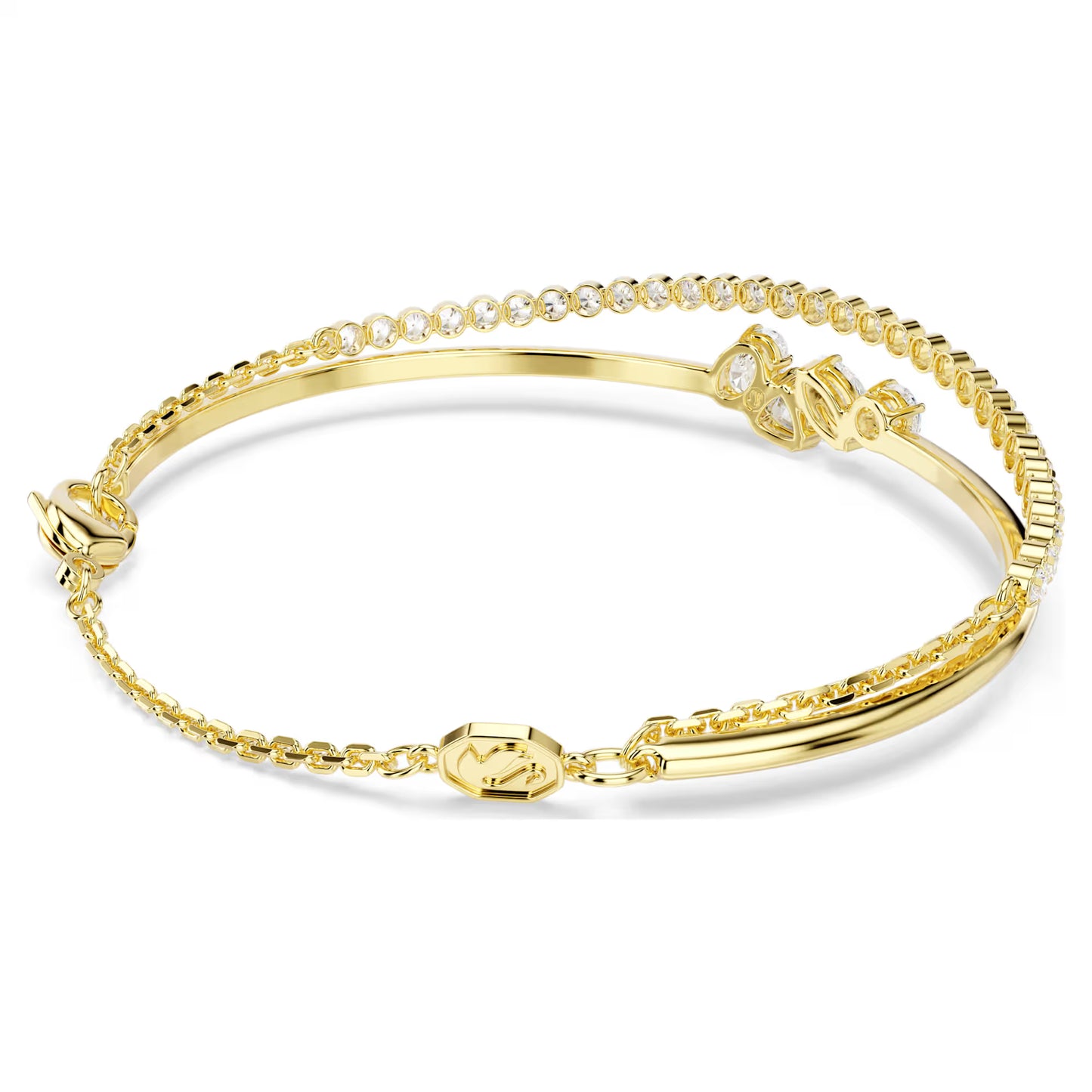 Mesmera bracelet Mixed cuts, White, 18K gold finish