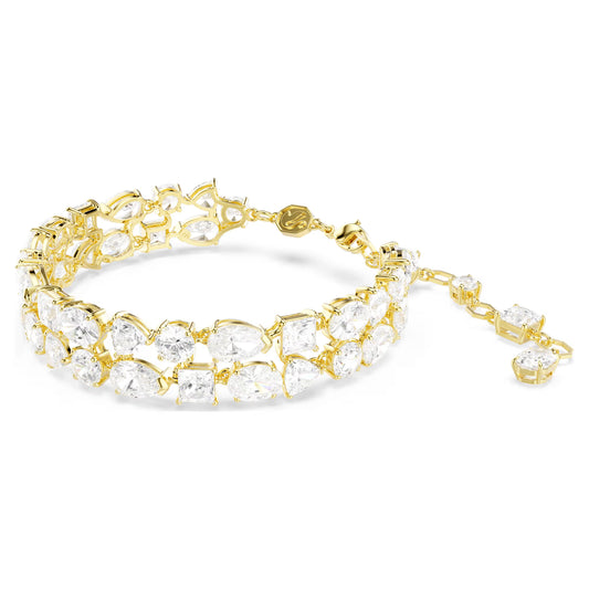 Mesmera bracelet, Mixed cuts, White, Gold-tone plated