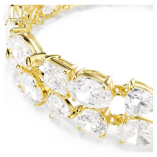 Mesmera bracelet, Mixed cuts, White, Gold-tone plated