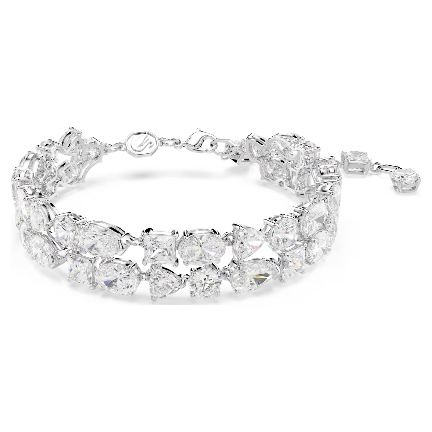 Mesmera bracelet, Mixed cuts, White, Rhodium