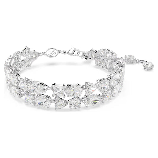 Mesmera bracelet, Mixed cuts, White, Rhodium