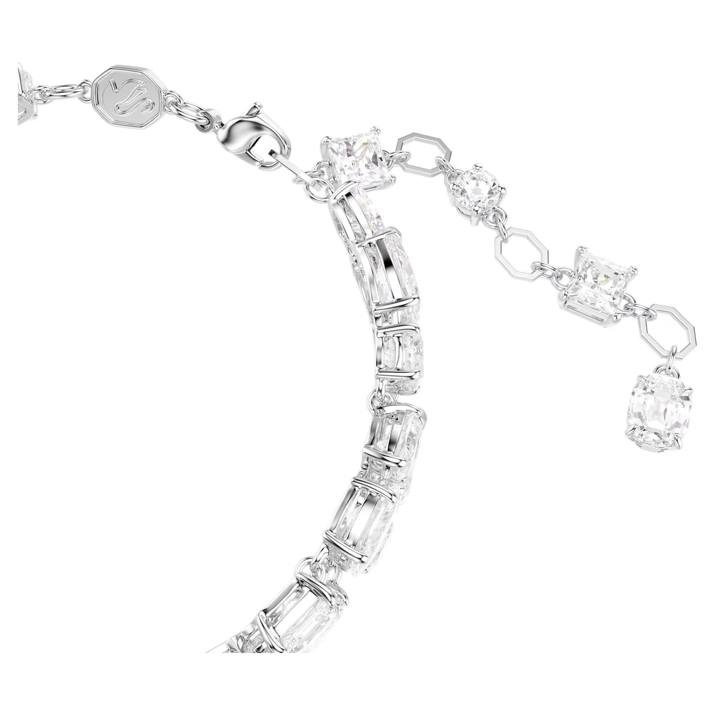 Mesmera bracelet, Mixed cuts, White, Rhodium
