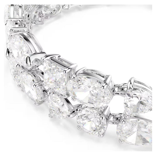 Mesmera bracelet, Mixed cuts, White, Rhodium