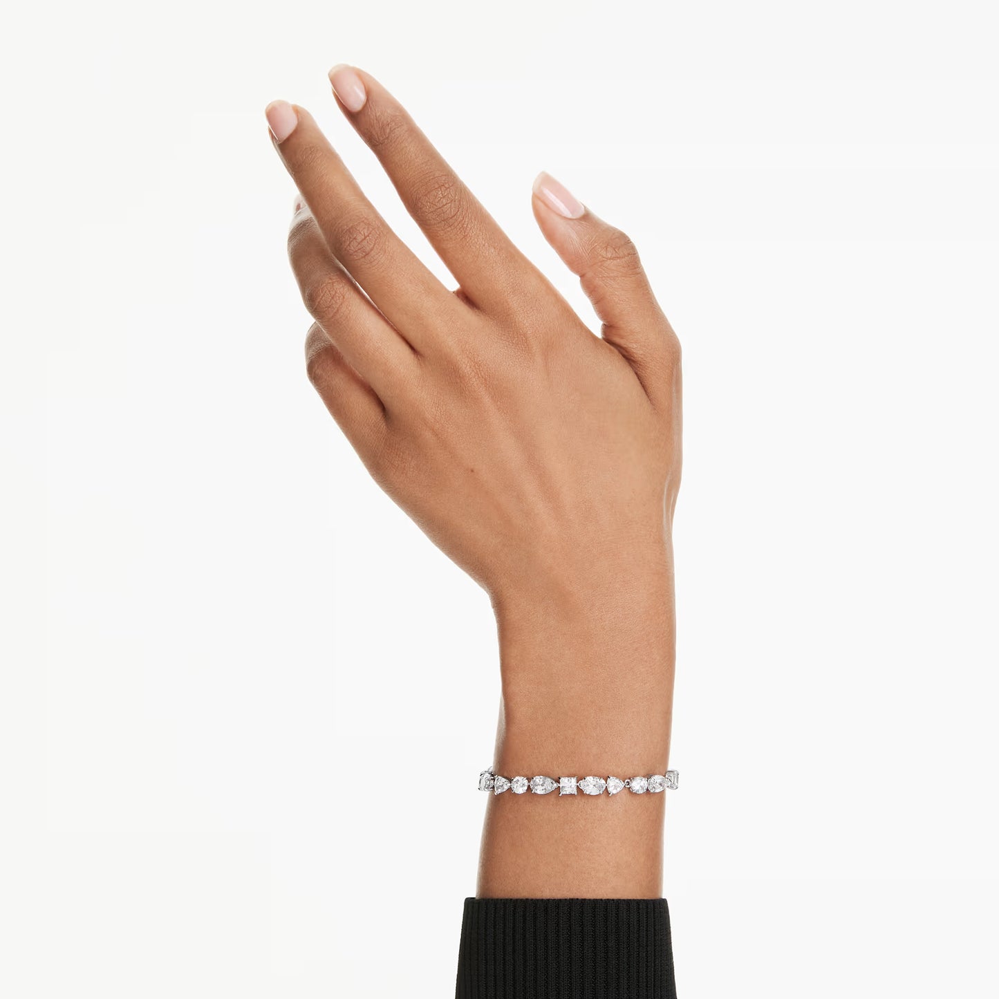 Mesmera bracelet, Mixed cuts, White, Rhodium plated