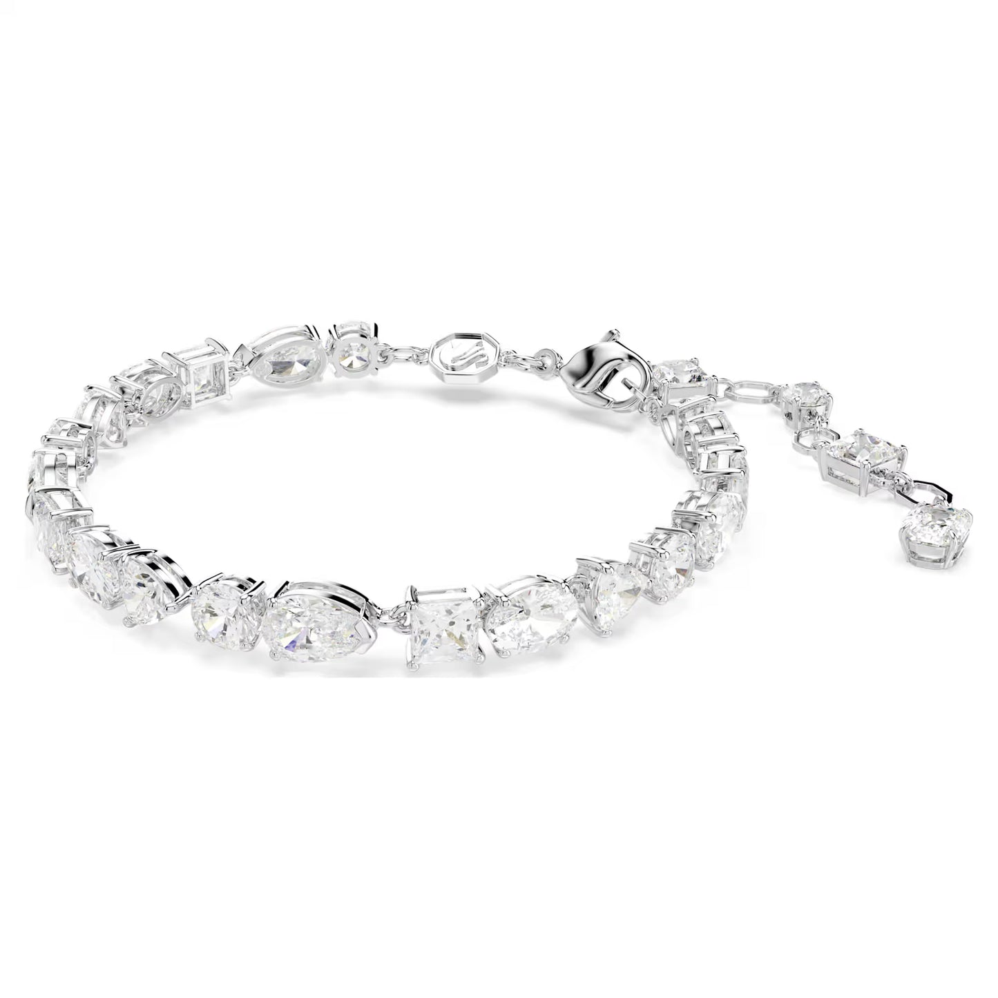 Mesmera bracelet, Mixed cuts, White, Rhodium plated