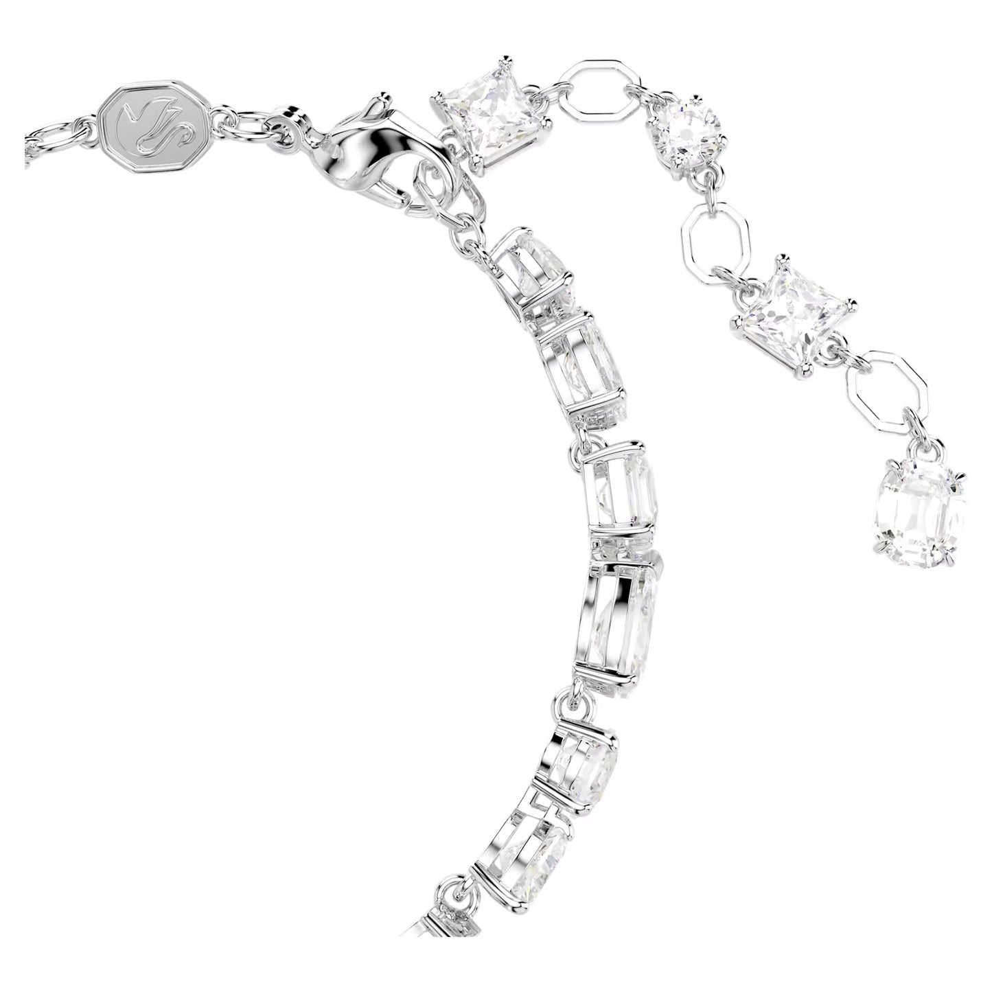 Mesmera bracelet, Mixed cuts, White, Rhodium plated