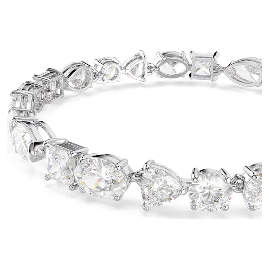 Mesmera bracelet, Mixed cuts, White, Rhodium plated