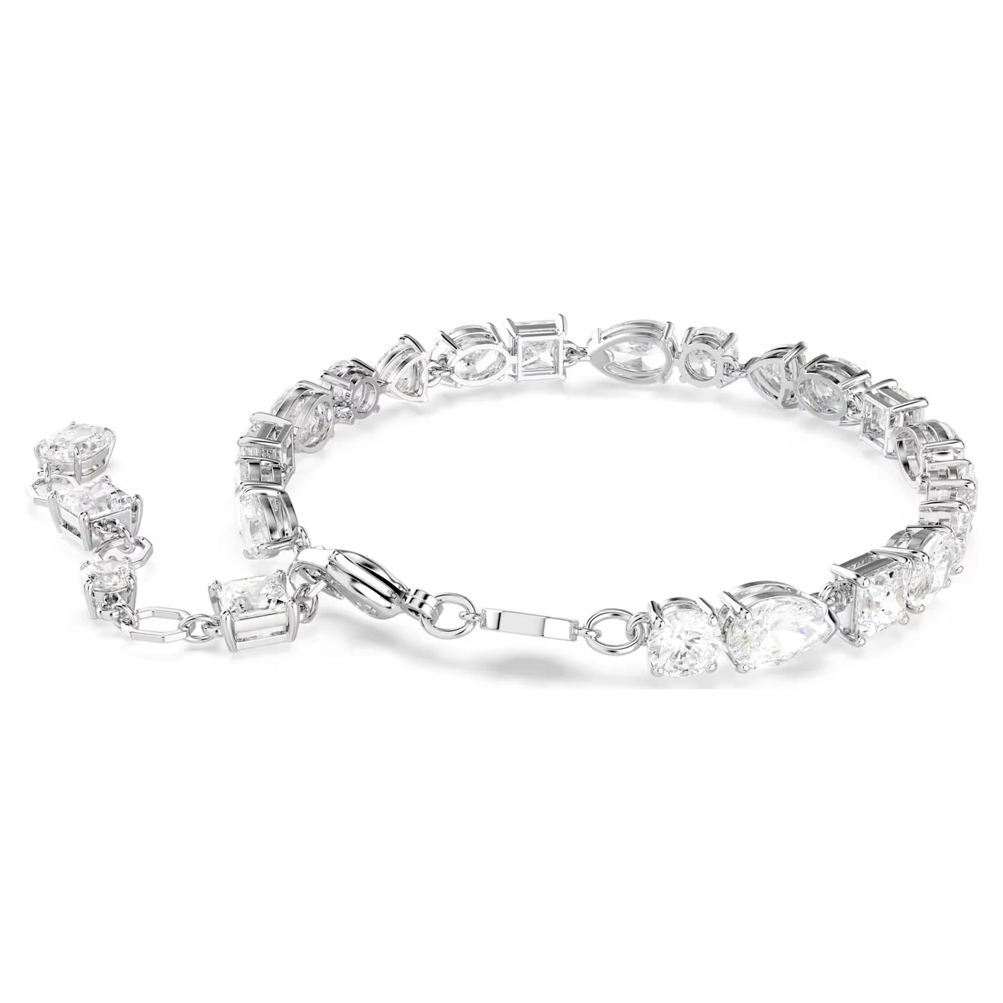 Mesmera bracelet, Mixed cuts, White, Rhodium plated