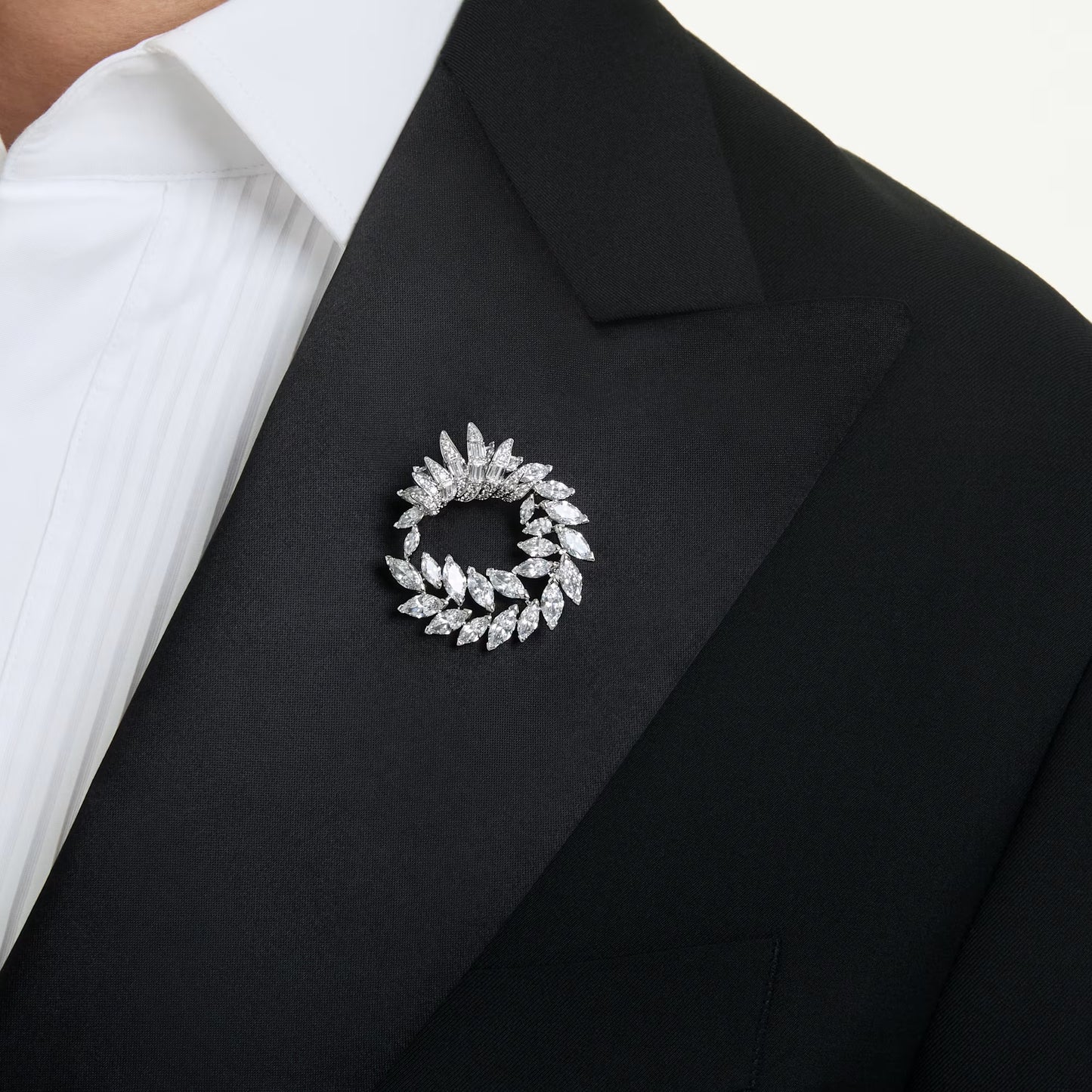 Mesmera brooch, Marquise cut, White, Rhodium plated