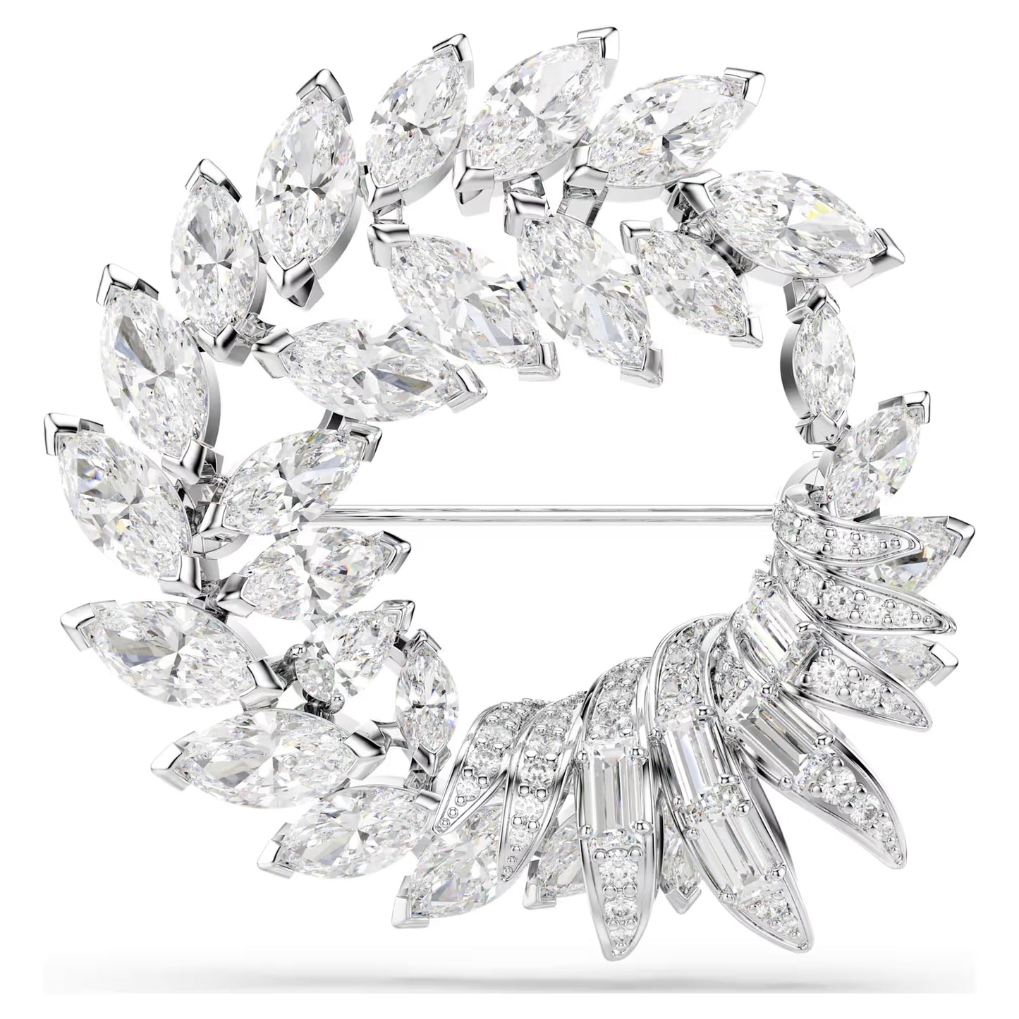 Mesmera brooch, Marquise cut, White, Rhodium plated