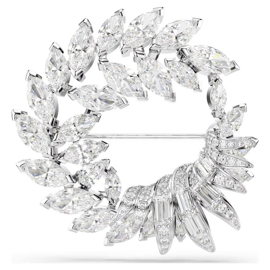 Mesmera brooch, Marquise cut, White, Rhodium plated