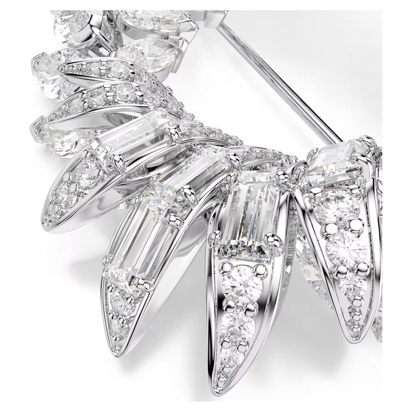 Mesmera brooch, Marquise cut, White, Rhodium plated