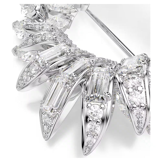 Mesmera brooch, Marquise cut, White, Rhodium plated
