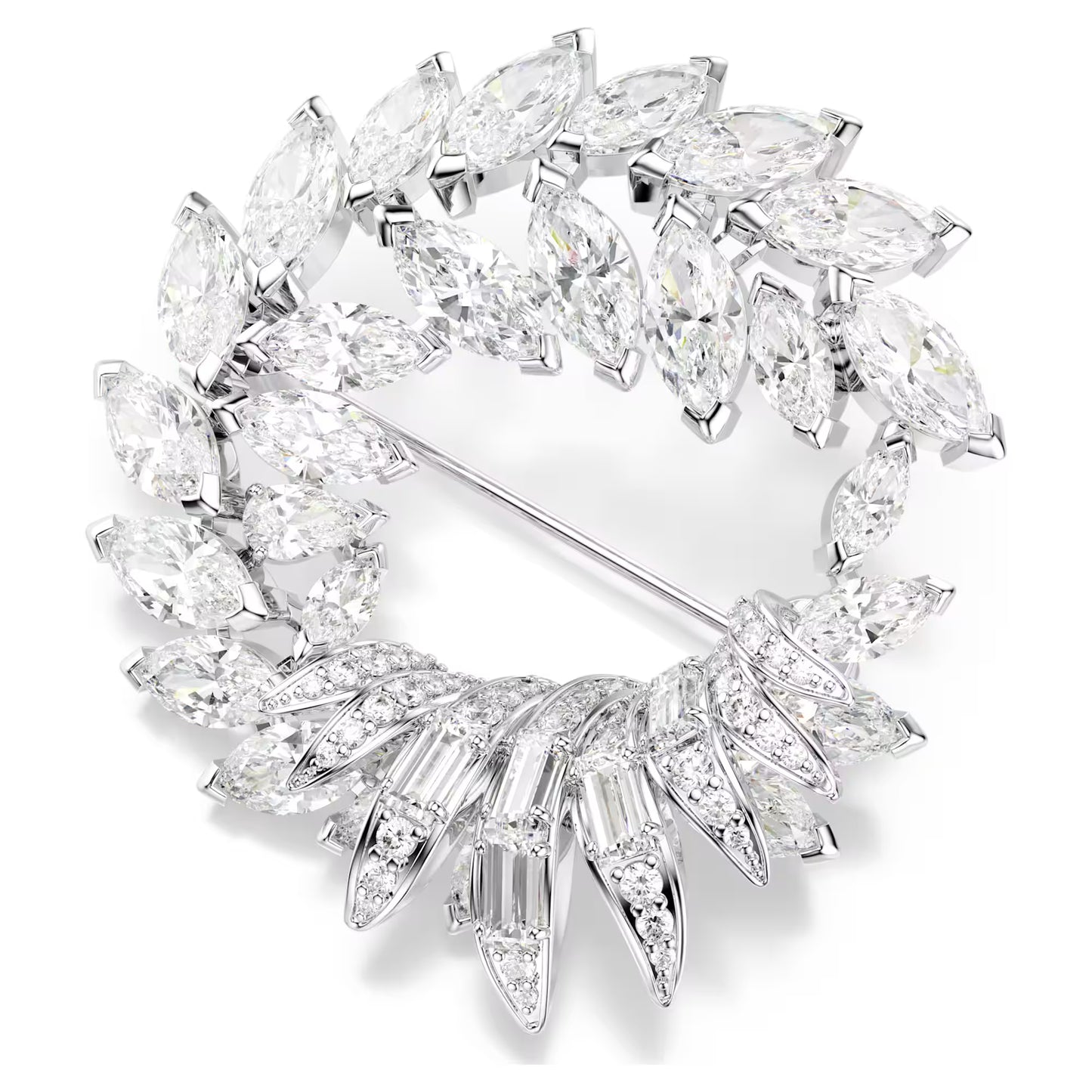 Mesmera brooch, Marquise cut, White, Rhodium plated