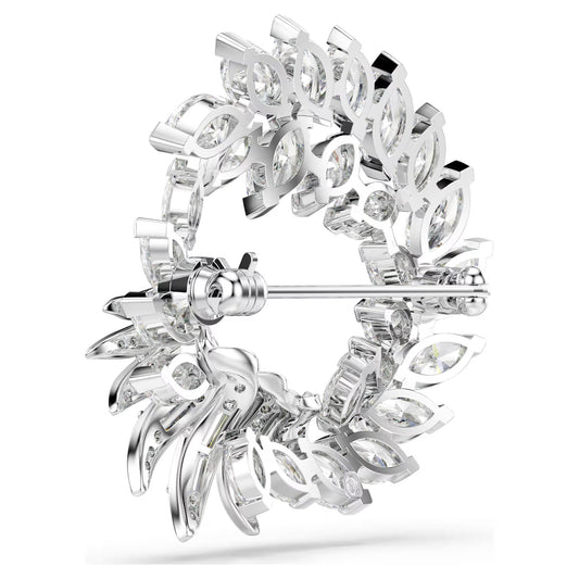Mesmera brooch, Marquise cut, White, Rhodium plated