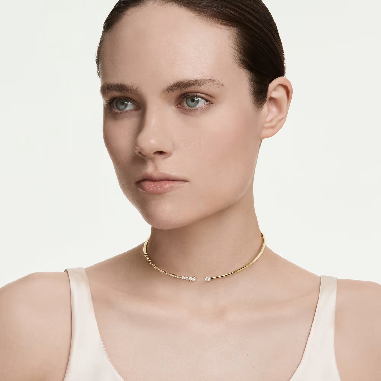 Mesmera choker Mixed cuts, White, 18K gold finish