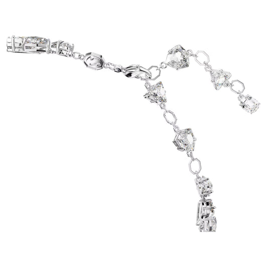 Mesmera choker, Mixed cuts, White, Rhodium plated