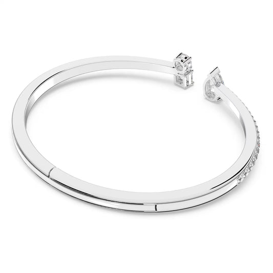 Mesmera cuff Bracelet, Mixed cuts, White, Rhodium plated