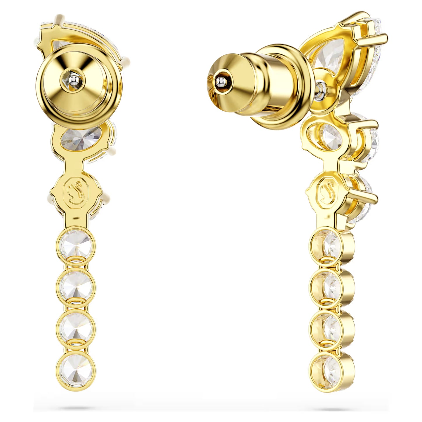 Mesmera drop earrings, Mixed cuts, White, 18K gold finish